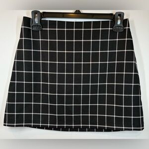 Urban Outfitters Black White Windowpane Check Mini Skirt A-Line Mod Size XS